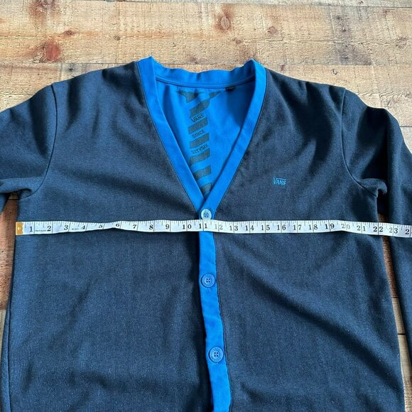 Vans Men's Button Up V-Neck Cardigan Sweater in Blue -L - Picture 5 of 8